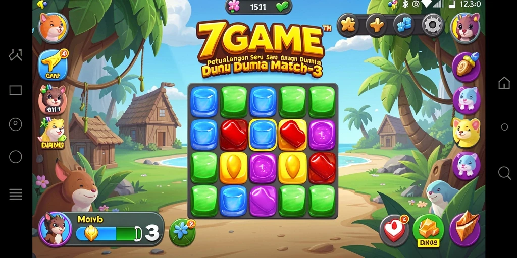 Tampilan gameplay 7GAME yang menarik dan penuh warna.