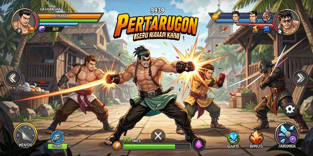 Screenshot gameplay 9939 menampilkan pertarungan yang intens dan karakter ikonik.