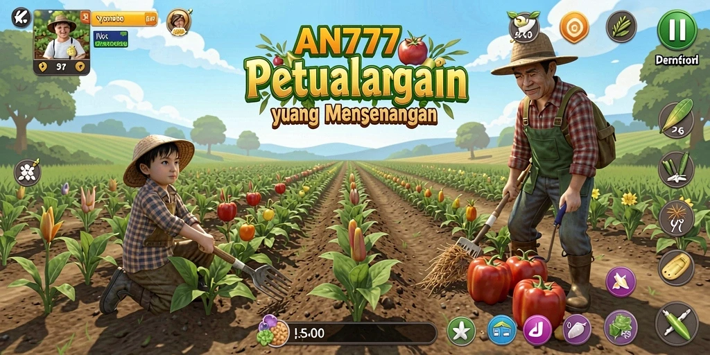Gameplay AN777 yang menarik dengan elemen bertani yang interaktif.