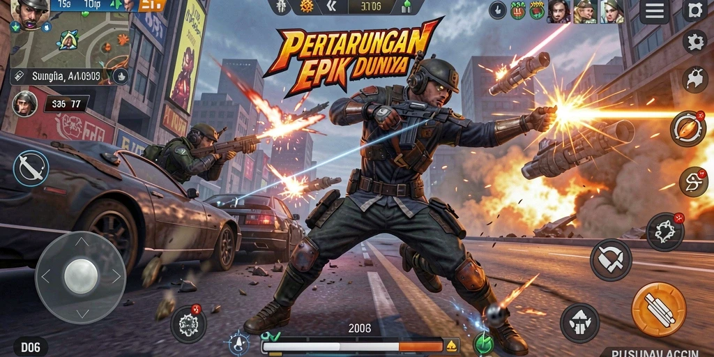 Tampilan gameplay D06 yang seru dan menegangkan di arena pertempuran.