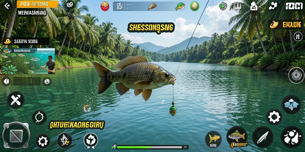 Tampilan gameplay FO8 yang mendebarkan dengan berbagai jenis ikan.