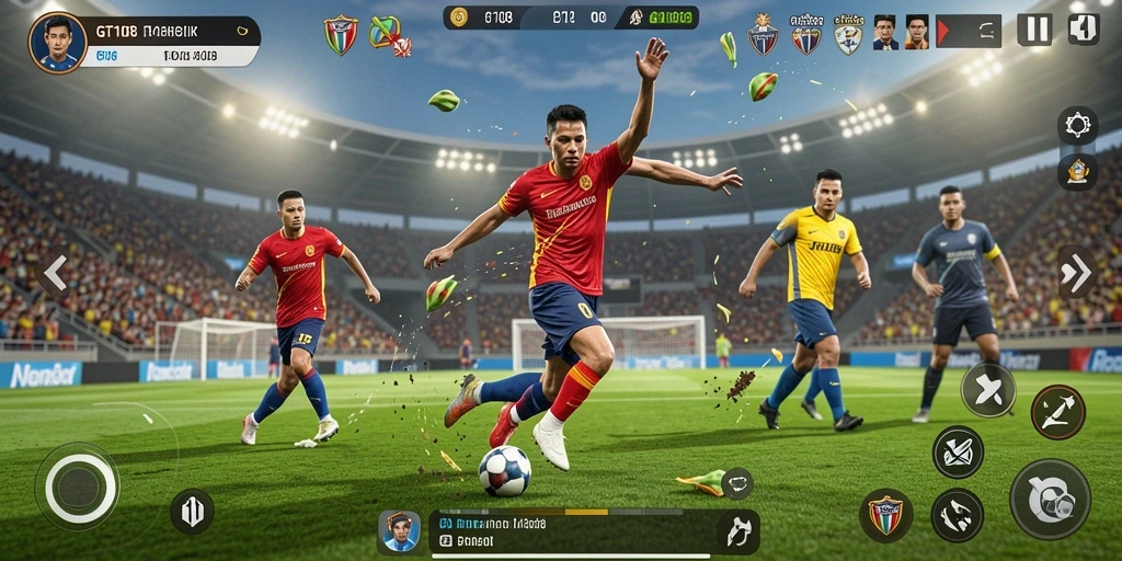Tampilan menarik dari gameplay GT108 yang penuh aksi olahraga.