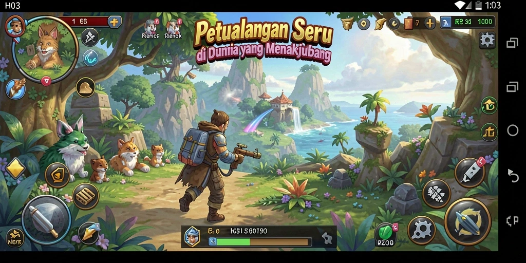 Gameplay mendebarkan H03 di dunia petualangan yang megah.