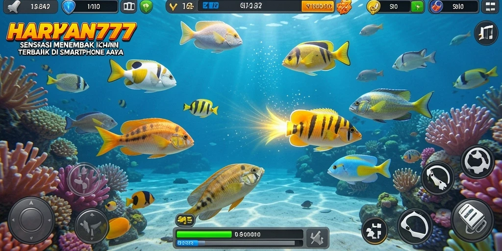 Tampilan gameplay menembak ikan yang seru dan penuh warna di HARAPAN777.