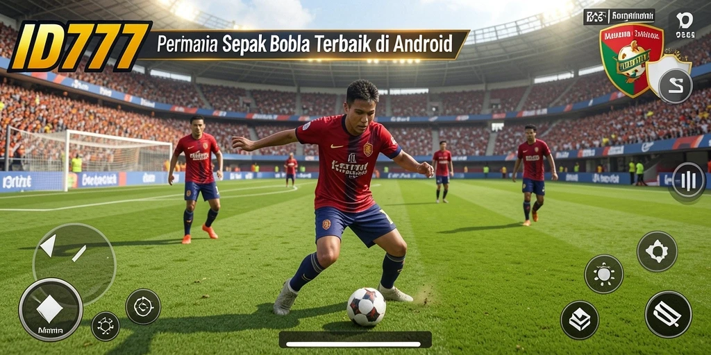 Tampilan gameplay ID777 dengan aksi sepak bola yang mendebarkan.