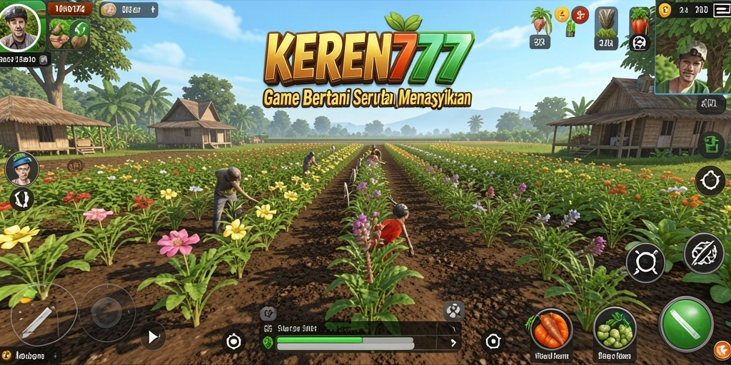 Screenshot utama KEREN777 menampilkan pemandangan ladang yang subur dan indah.