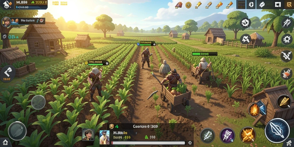 Tampilan gameplay seru di <strong>MLBB8</strong> saat merawat tanaman di ladang.