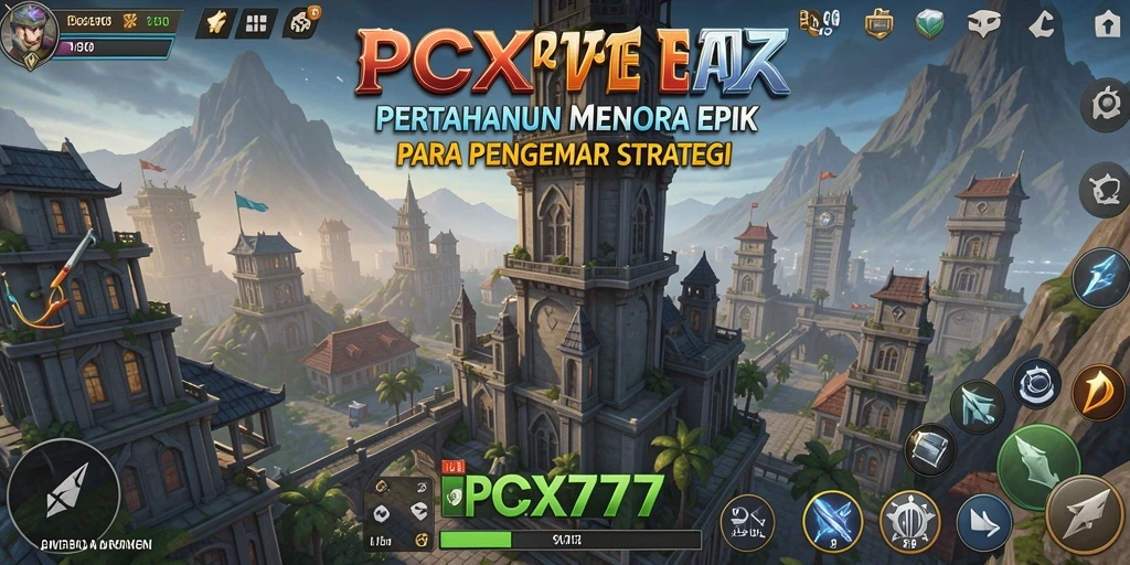 Tampilan menarik gameplay Tower Defense PCX777 dengan strategi penempatan menara.