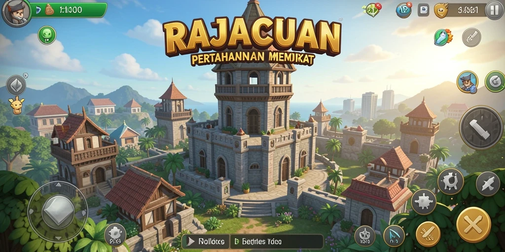 Tampilan menarik RAJACUAN dengan gameplay Tower Defense yang intens.
