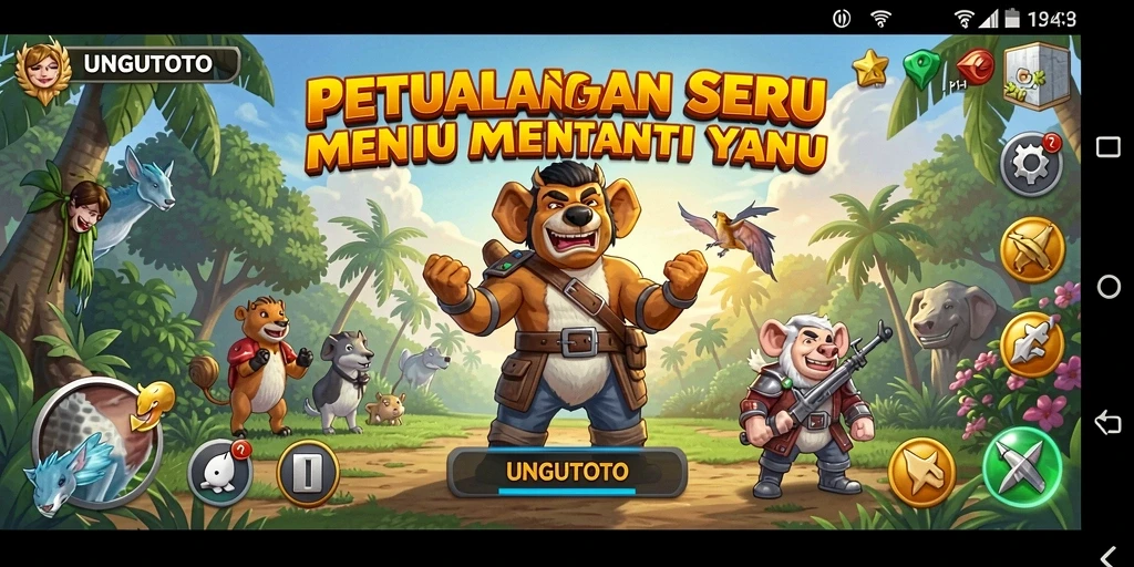 Tampilan gameplay UNGUTOTO yang menakjubkan dan penuh petualangan.